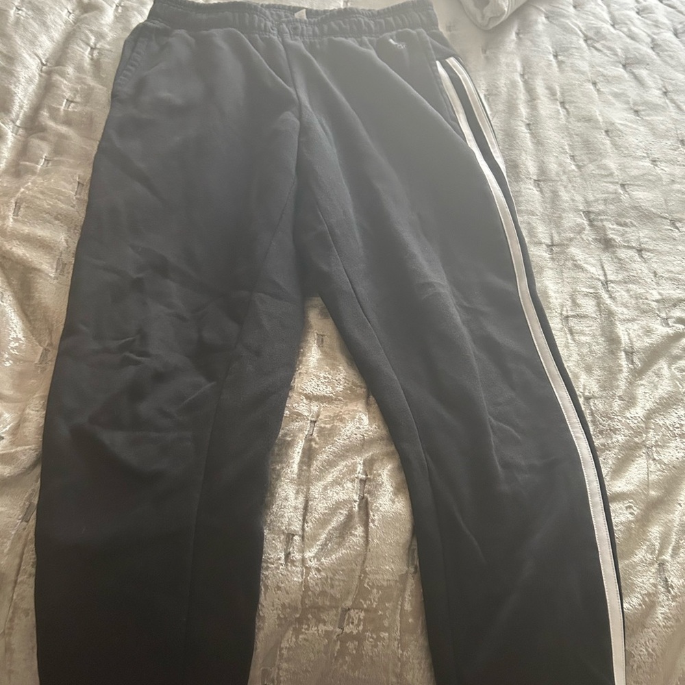 adidas Black Joggers with White Side Stripe